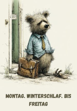 Kühlschrankmagnet Bär: Montag. Winterschlaf. Bis Freitag (Nr. 157)