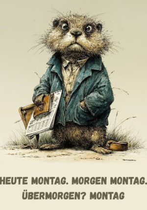 Kühlschrankmagnet Biber: Heute Montag. Morgen Montag. Übermorgen? Montag (Nr. 163)