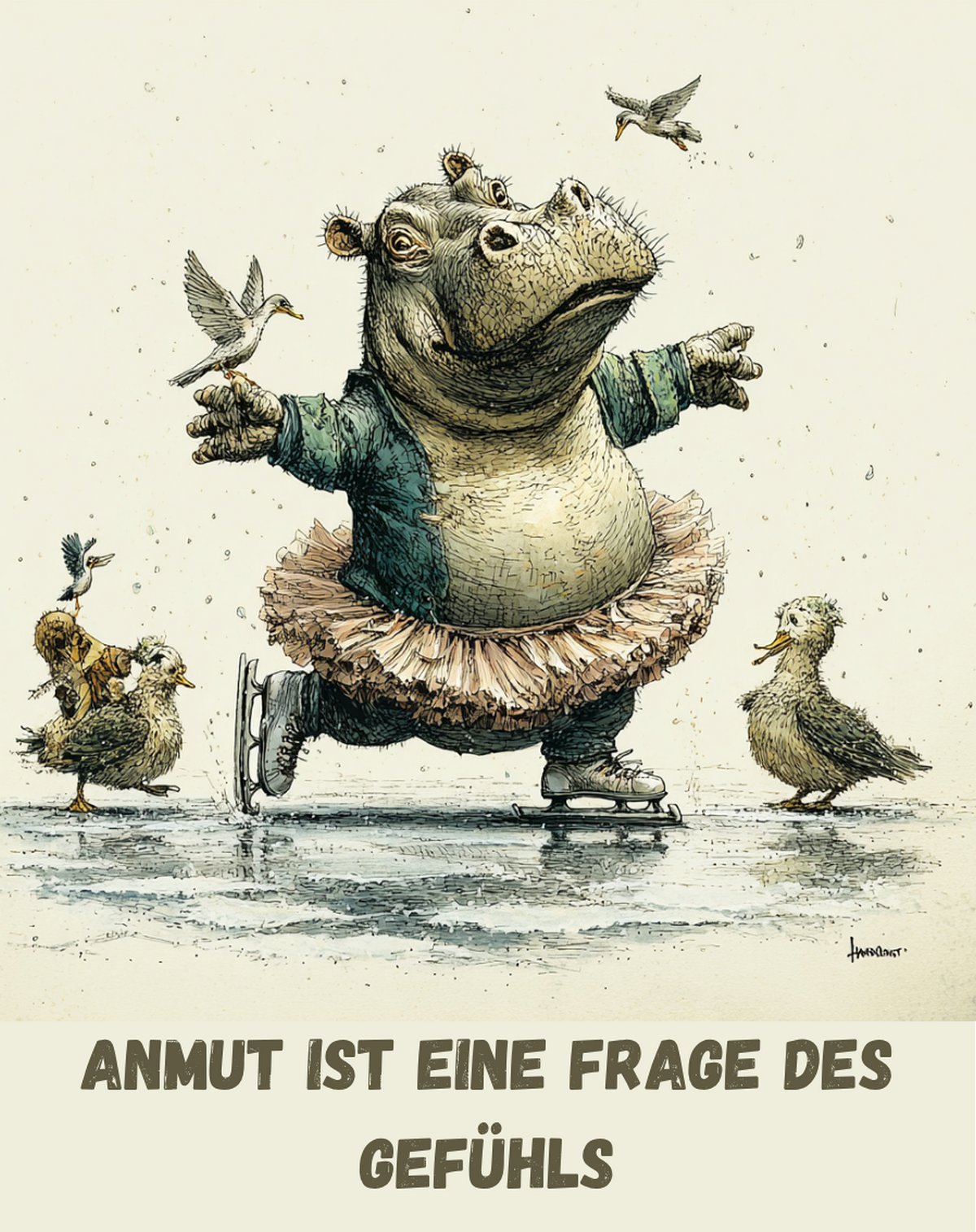 Kühlschrankmagnet Nilpferd: Anmut ist eine Frage des Gefühls (Nr. 189)
