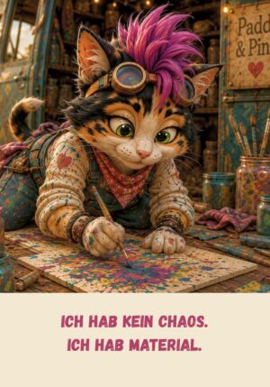 Kühlschrankmagnet Krawallori Pina: Ich hab kein Chaos. Ich hab Material. (Nr. 026)
