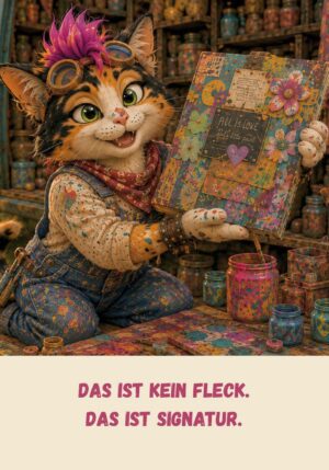 Kühlschrankmagnet Krawallori Pina: Das ist kein Fleck. Das ist Signatur. (Nr. 027)