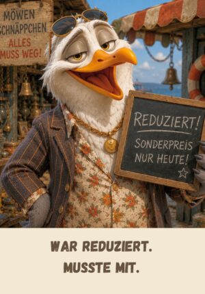 Kühlschrankmagnet Krawallori Schlitzohr Schorsch: War reduziert. Musste mit. (Nr. 030)