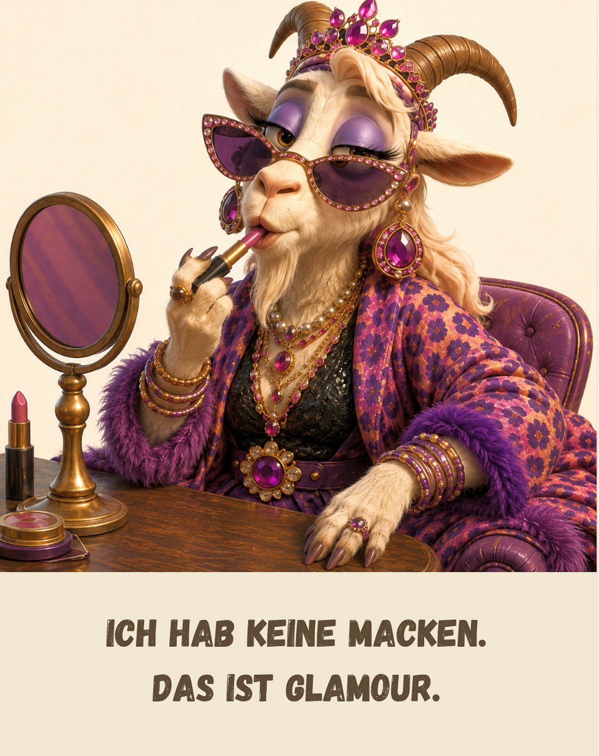 Kühlschrankmagnet Krawallori Glamour Gloria: Ich hab keine Macken. Das ist Glamour. (Nr. 038)