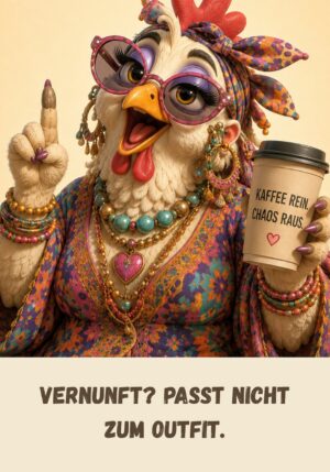 Kühlschrankmagnet Krawallori Kiki Konfetti: Vernunft? Passt nicht zum Outfit. (Nr. 041)