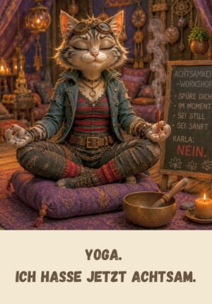 Kühlschrankmagnet Krawallori Karla Klever: Yoga. Ich hasse jetzt achtsam. (Nr. 059)