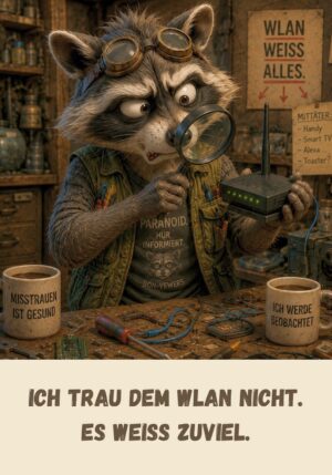 Kühlschrankmagnet Krawallori Offline Otto: Ich trau dem WLAN nicht. Es weiß zuviel. (Nr. 060)