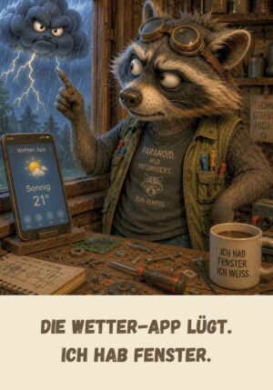 Kühlschrankmagnet Krawallori Offline Otto: Die Wetter-App lügt. Ich hab Fenster. (Nr. 061)
