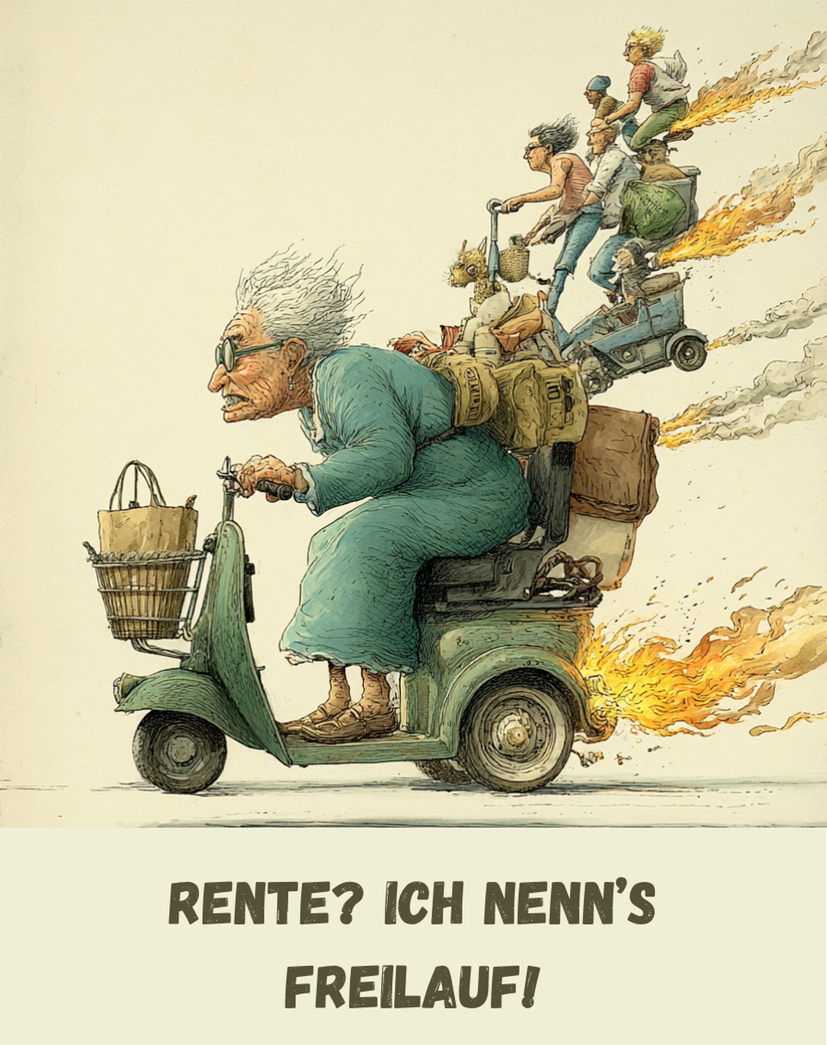 Kühlschrankmagnet Rentner: Rente? Ich nenn’s Freilauf! (Nr. 080)