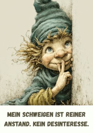 Kühlschrankmagnet Wichtel: Mein Schweigen ist reiner Anstand. Kein Desinteresse. (Nr. 129)