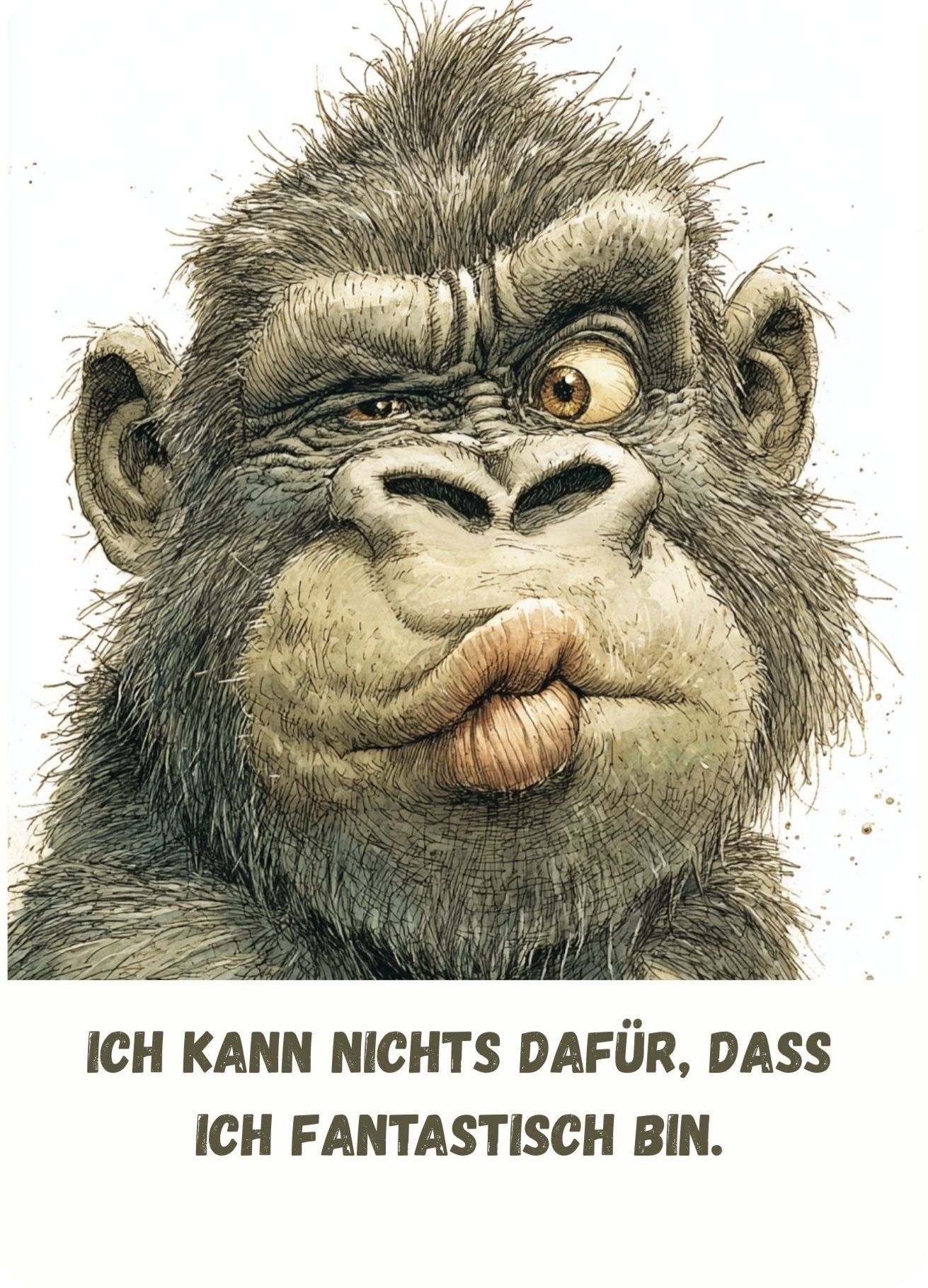 Postkarte Gorilla: Ich kann nichts dafür, dass ich fantastisch bin. (Nr. 013)