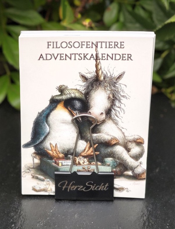 Filosofentiere – Postkarten-Adventskalender (26 Karten mit Aufsteller)