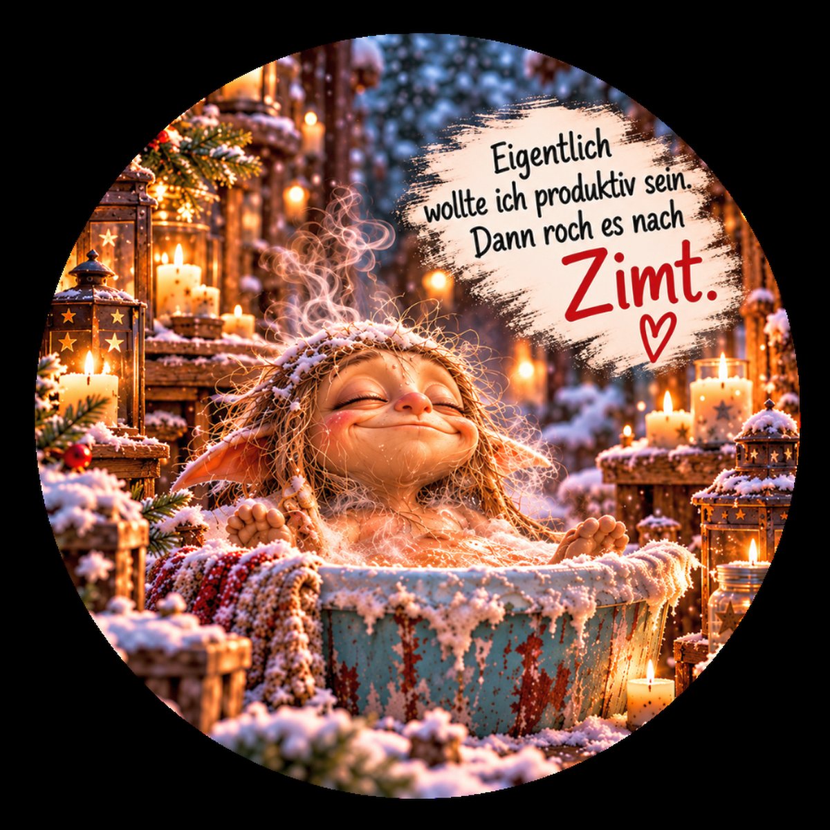 Runder Kühlschrankmagnet Die Eigentlichs: Eigentlich wollte ich produktiv sein. Dann roch es nach Zimt. (Nr. 285)
