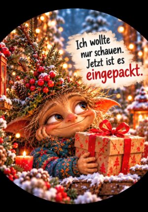 Runder Kühlschrankmagnet Die Eigentlichs: Ich wollte nur schauen. Jetzt ist es eingepackt. (Nr. 286)
