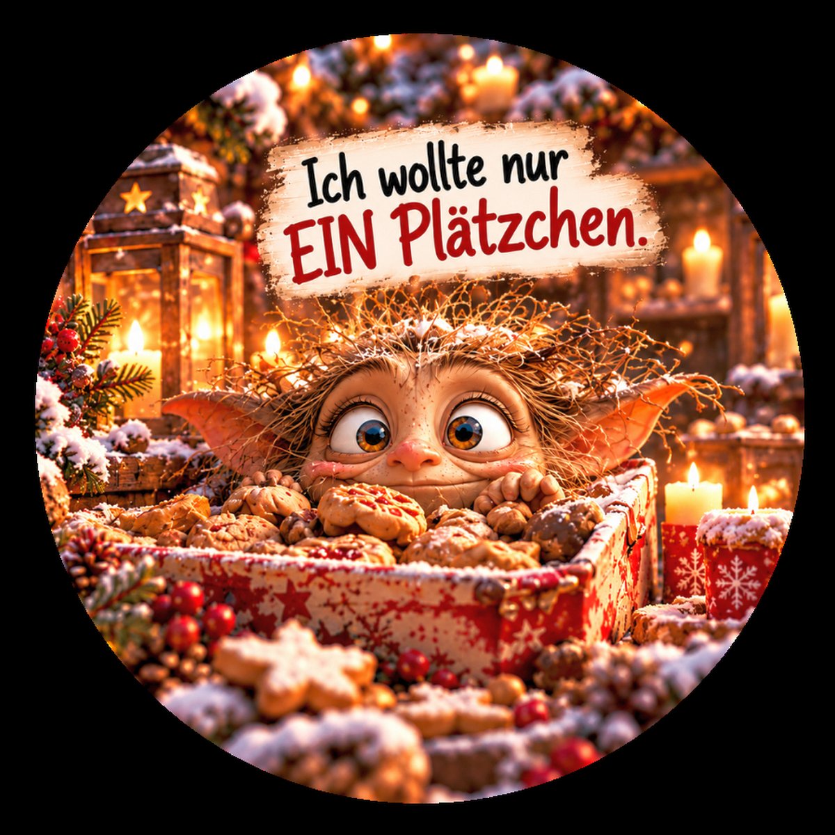 Runder Kühlschrankmagnet Die Eigentlichs: Ich wollte nur EIN Plätzchen. (Nr. 290)