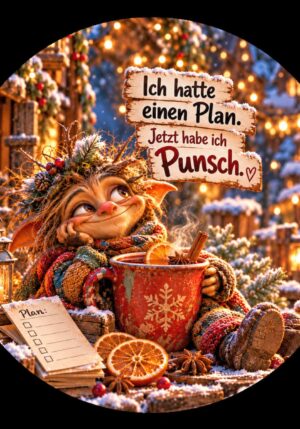 Runder Kühlschrankmagnet Die Eigentlichs: Ich hatte einen Plan. Jetzt habe ich Punsch. (Nr. 292)
