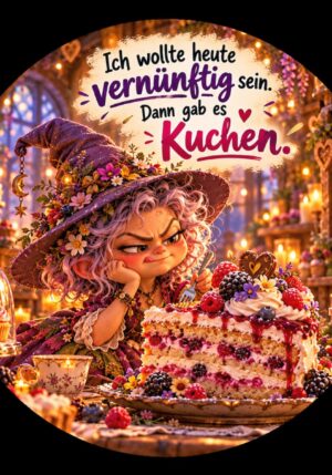 Runder Kühlschrankmagnet Die Eigentlichs: Ich wollte heute vernünftig sein. Dann gab es Kuchen. (Nr. 295)