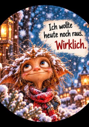 Runder Kühlschrankmagnet Die Eigentlichs: Ich wollte heute noch raus. Wirklich. (Nr. 297)