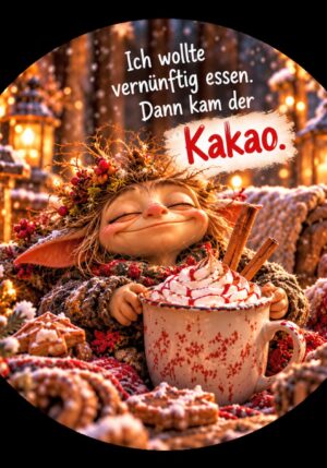Runder Kühlschrankmagnet Die Eigentlichs: Ich wollte vernünftig essen. Dann kam der Kakao. (Nr. 303)
