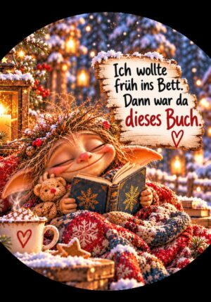 Runder Kühlschrankmagnet Die Eigentlichs: Ich wollte früh ins Bett. Dann war da dieses Buch. (Nr. 304)