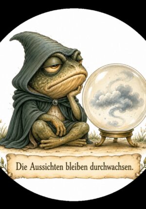 Runder Kühlschrankmagnet Kröte: Die Aussichten bleiben durchwachsen (Nr. 275)