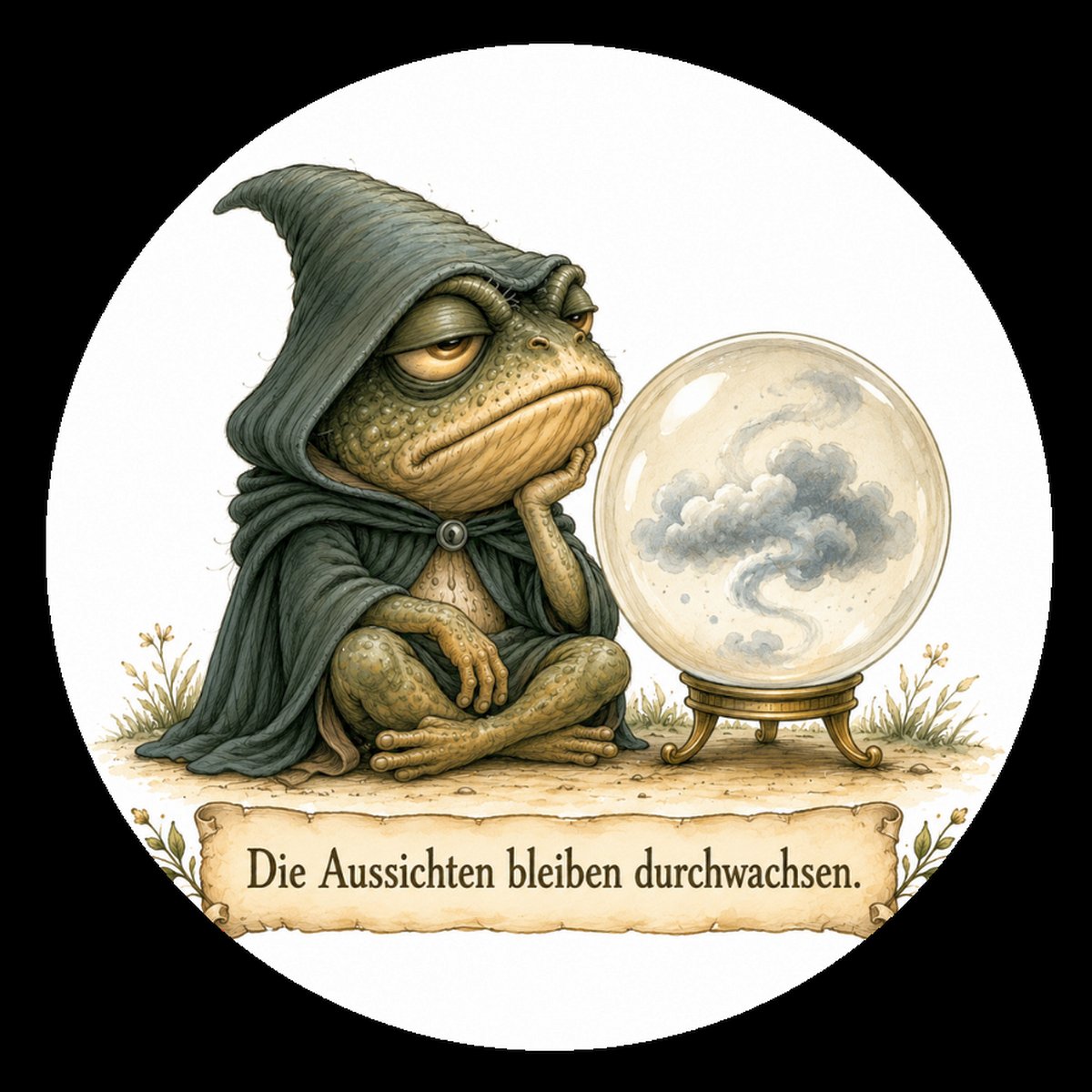 Runder Kühlschrankmagnet Kröte: Die Aussichten bleiben durchwachsen (Nr. 275)