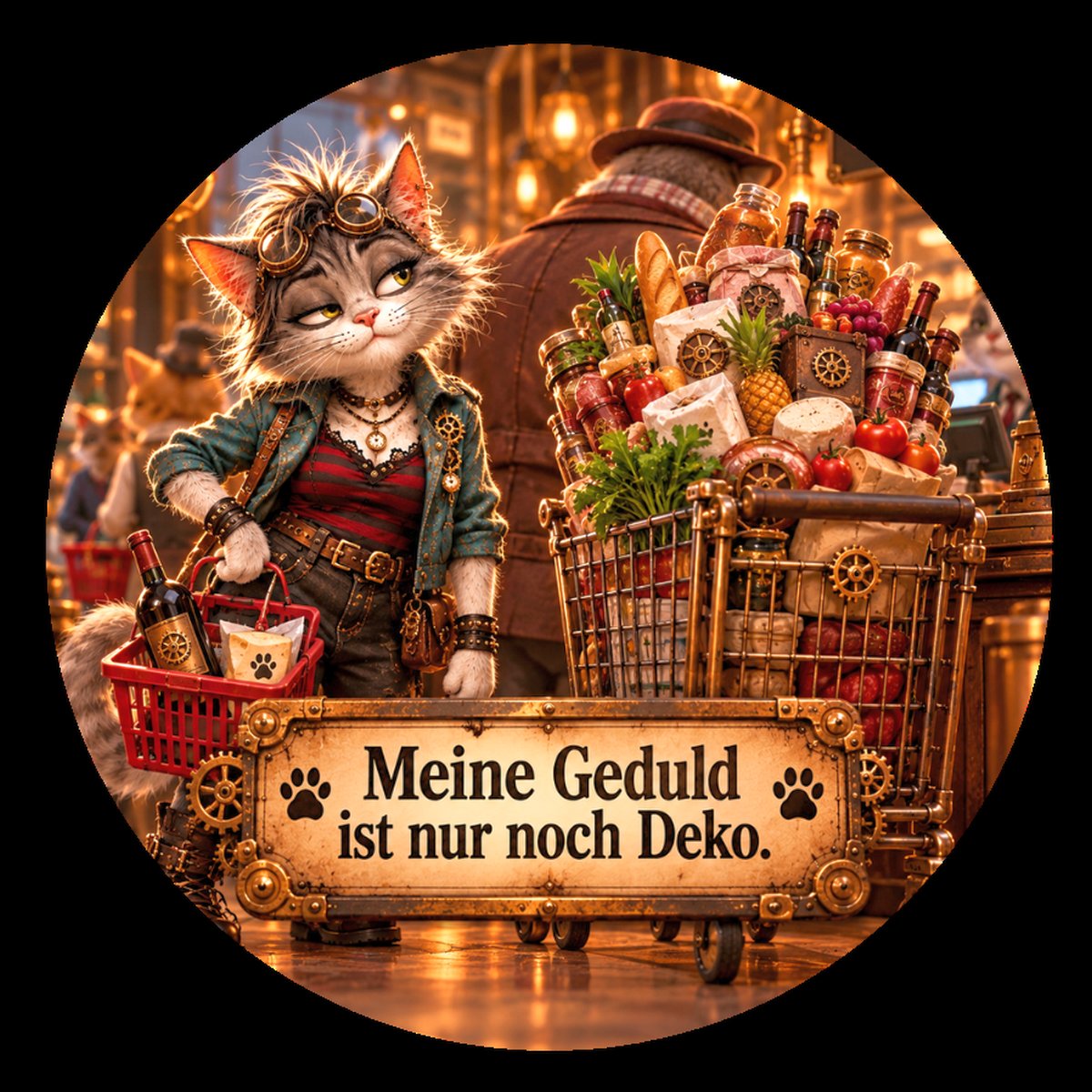 Runder Kühlschrankmagnet Krawallori Karla Klever: Meine Geduld ist nur noch Deko. (Nr. 280)