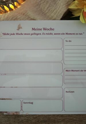 Wochenplaner Acryl A4 Meine Woche mit Seelenwesen zwischen Blüten