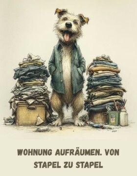 Wohnung aufräumen. Von Stapel zu Stapel