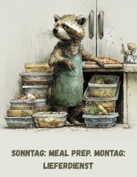 Sonntag: Meal Prep. Montag: Lieferdienst