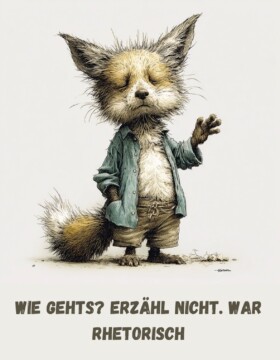 Wie gehts? Erzähl nicht. War rhetorisch