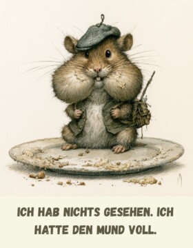 Ich hab nichts gesehen. Ich hatte den Mund voll.