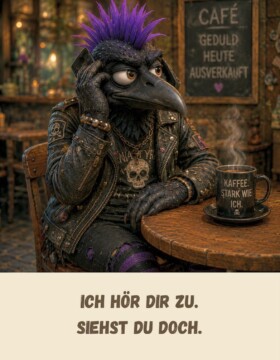 Ich hör dir zu. Siehst du doch.