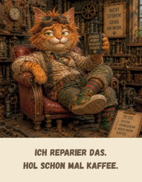 Ich reparier das. Hol schon mal Kaffee.