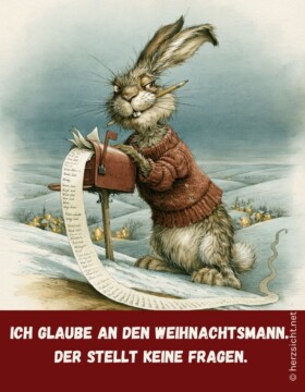 Ich glaube an den Weihnachtsmann. Der stellt keine Fragen.